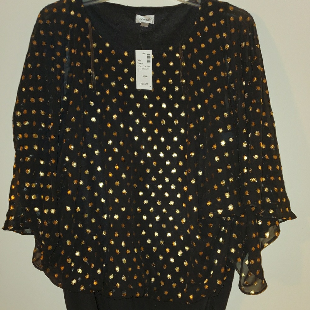 Layered black and gold polkadot